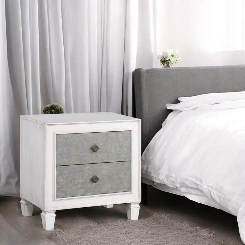 Katia - Nightstand - Rustic Gray & Weathered White by Unique Piece Furniture