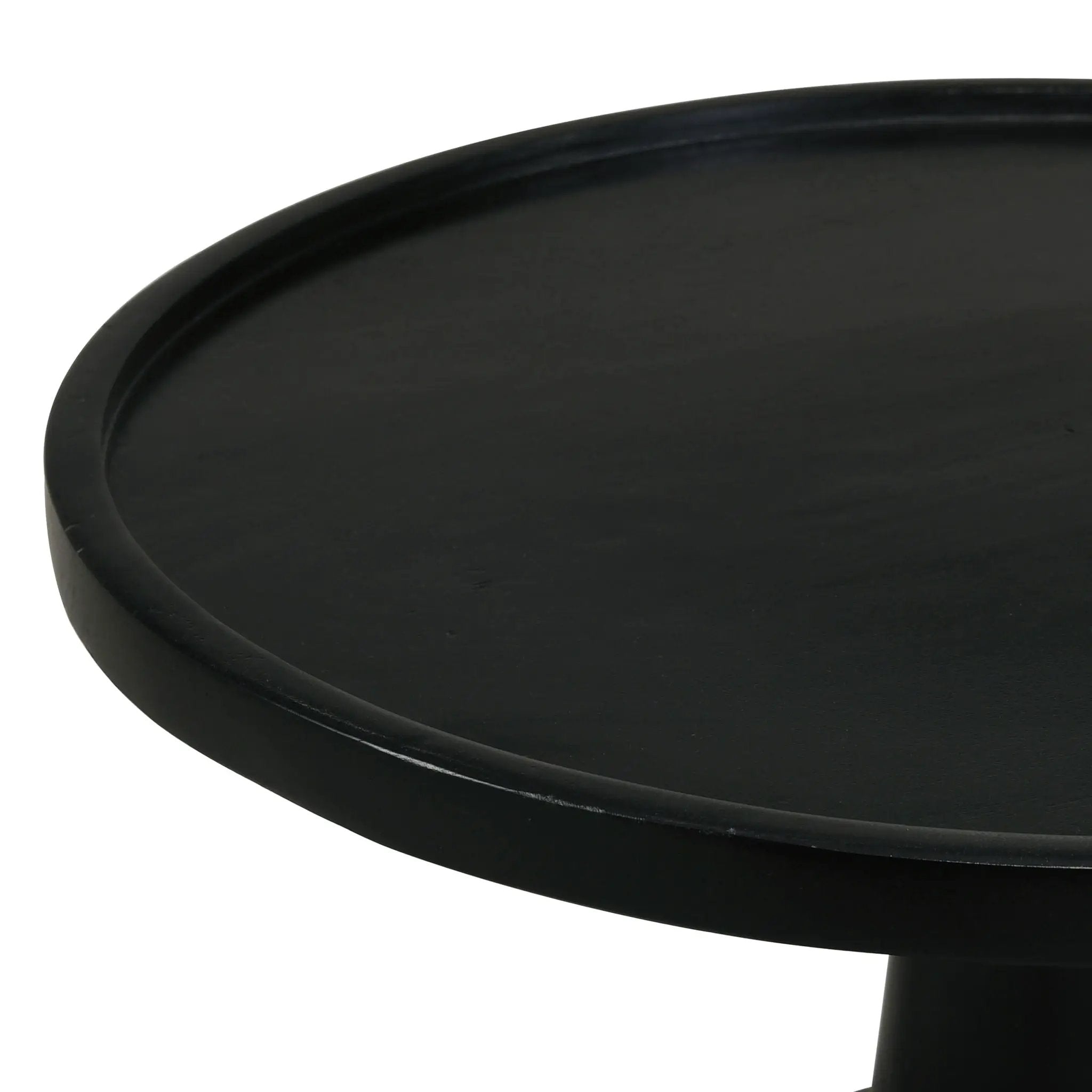 Stain Pedestal Accent Round Table With Lipped Top - Black