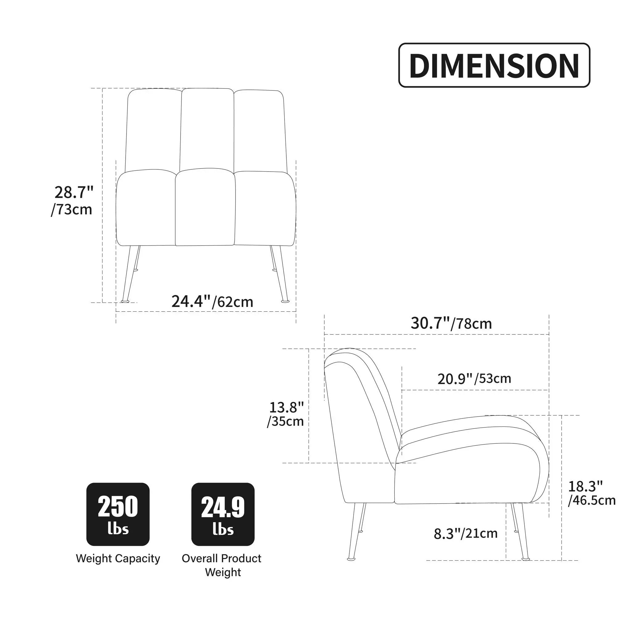 Upholstered Armless Chair For Living Room by Unique Piece Furniture