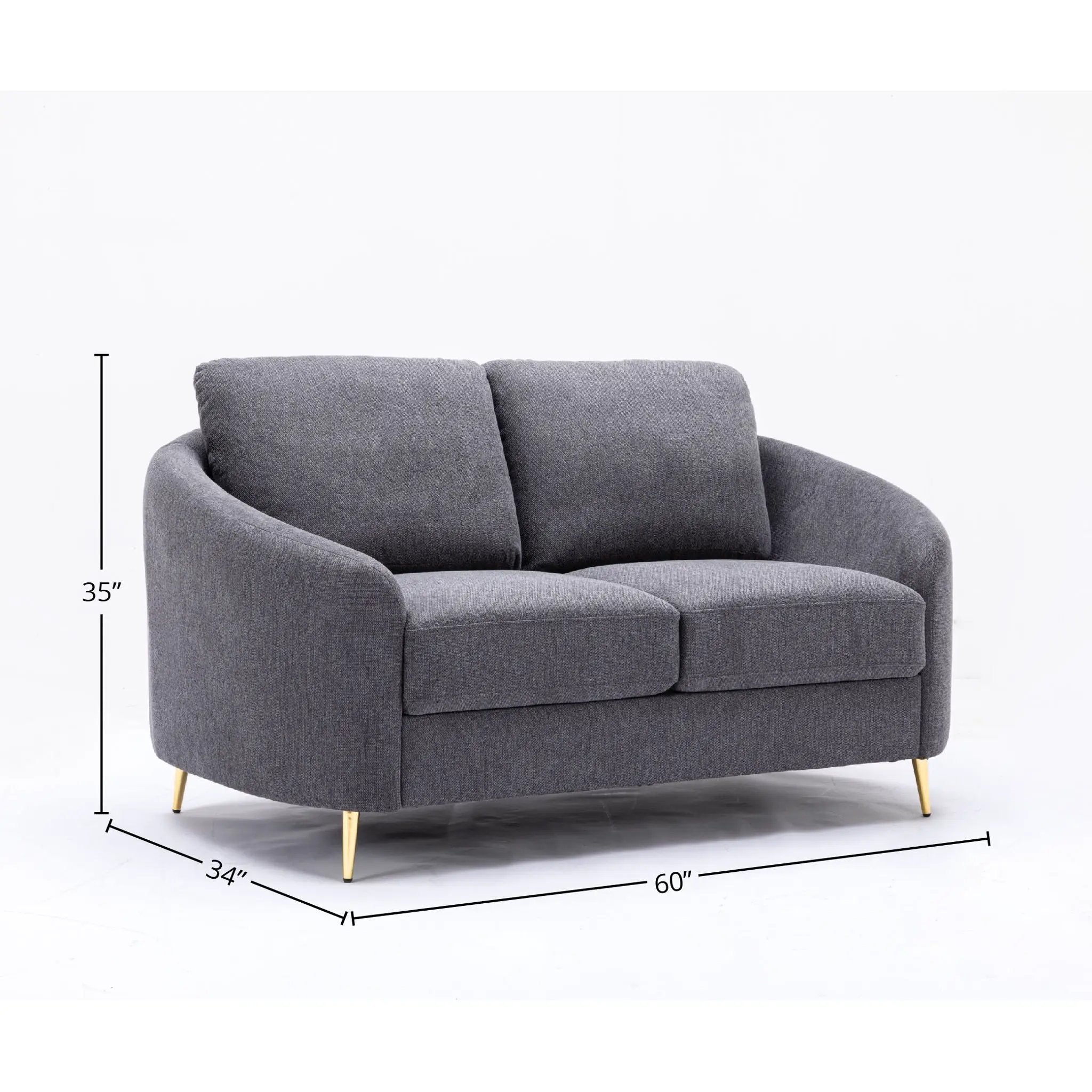Yuina Linen Loveseat - Gray by HouseOfZazla