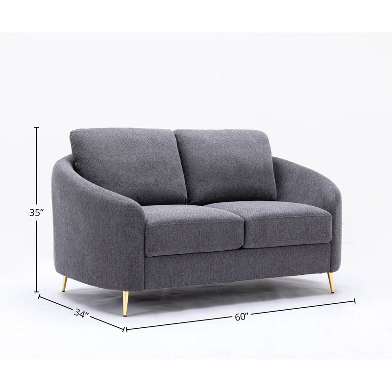 Yuina Linen Loveseat - Gray by HouseOfZazla