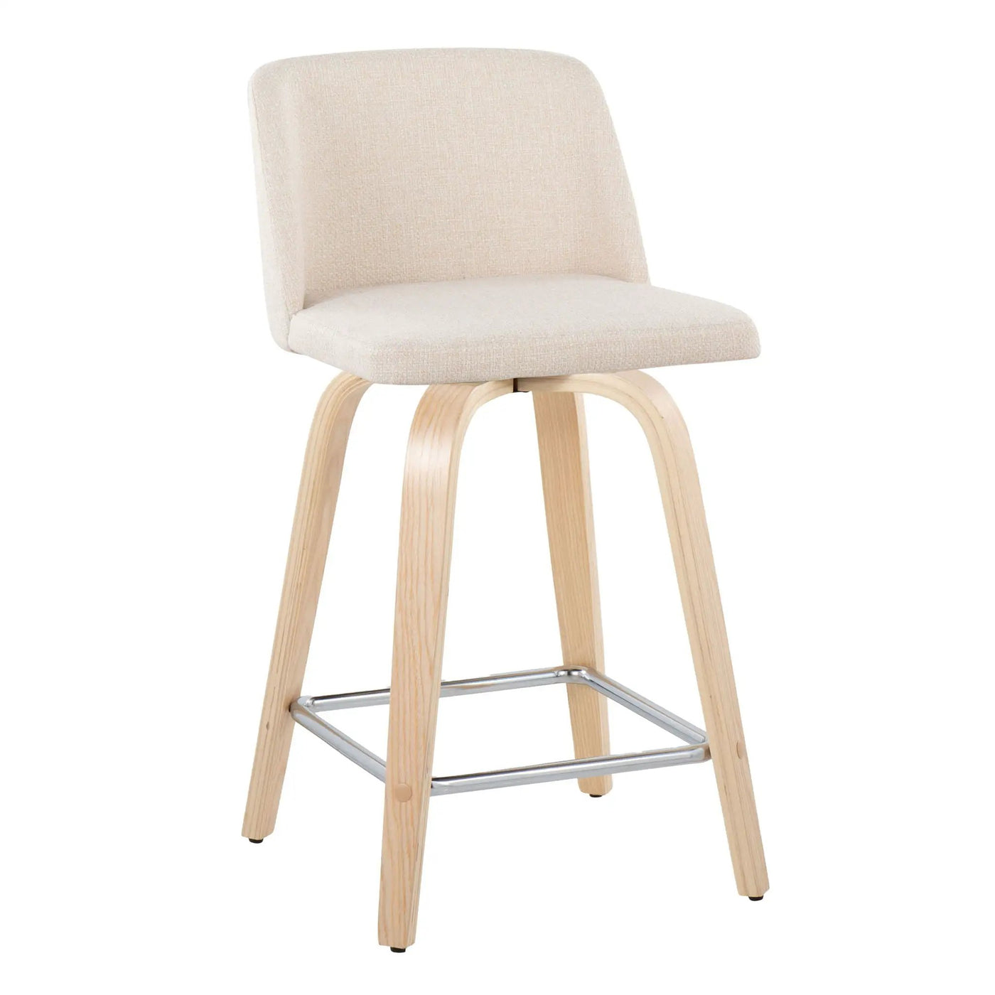 Toriano - Contemporary Fixed Height Counter Stool With Swivel With Square Footrest (Set of 2) by HouseOfZazla