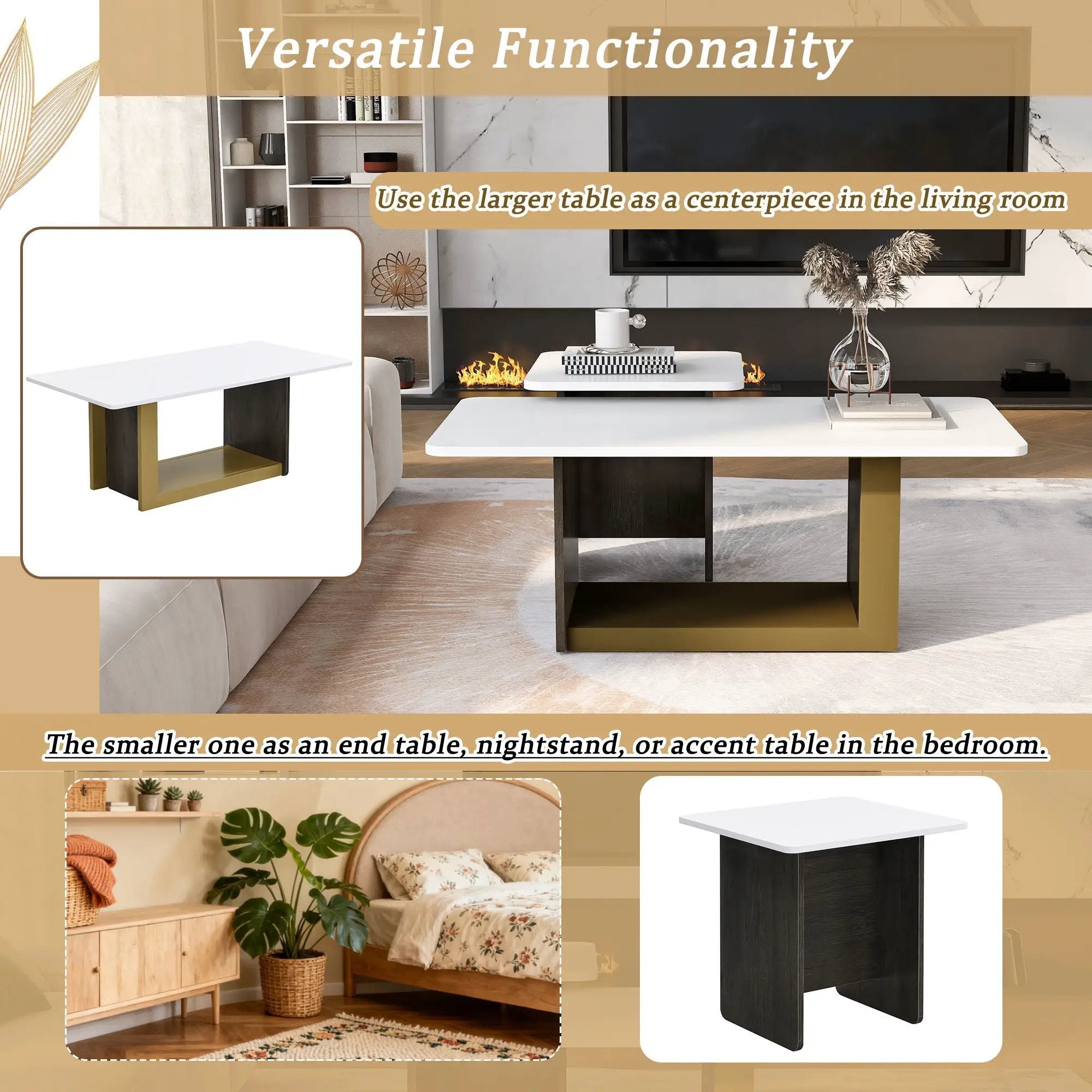 Small Square Coffee Table With End Table (Set of 2) by Unique Piece Furniture