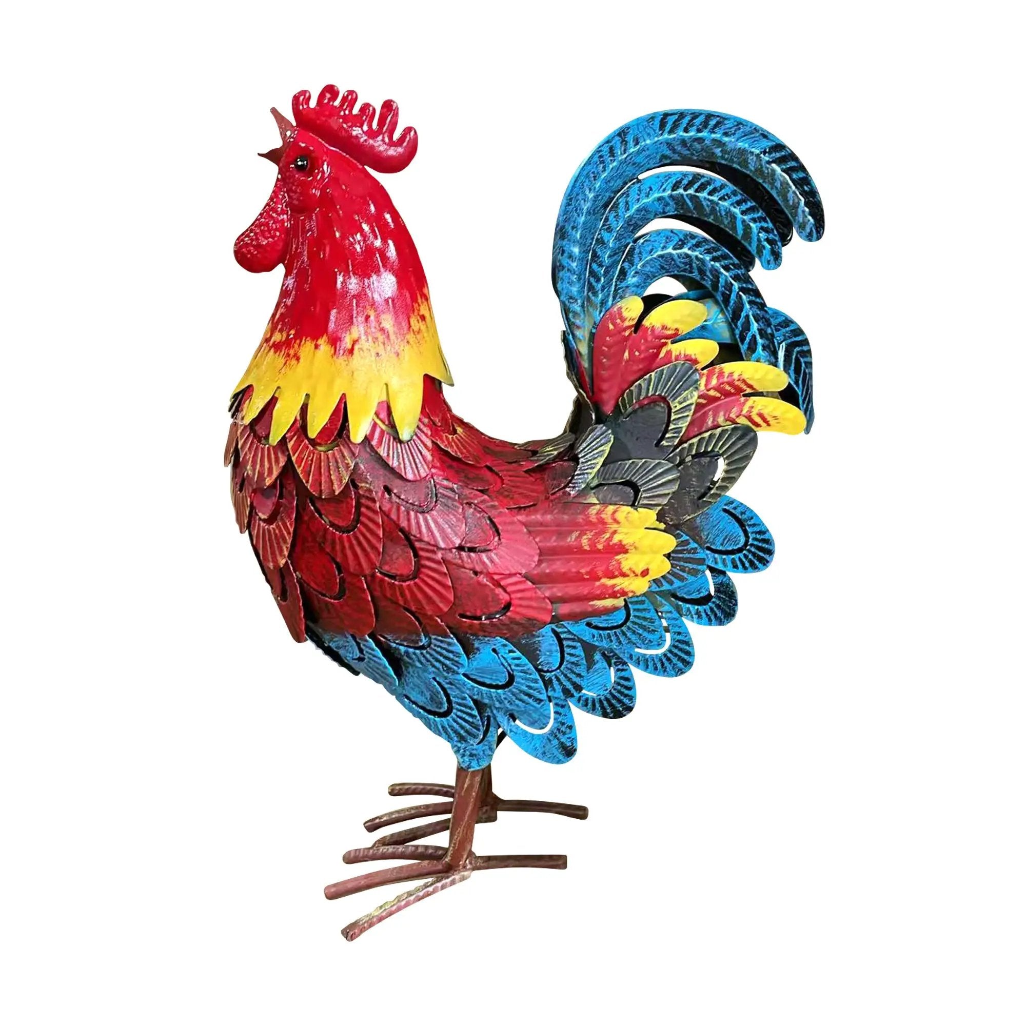 Wrought-Iron Rooster Garden Statue by HouseOfZazla
