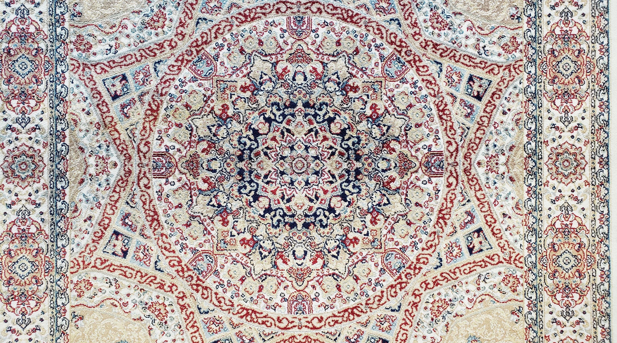 Beige & Cream Small Turkish Silk Rug, Bamboo Silk, Power-Loomed, Persian Design, High Quality, Soft Accent Rug, 3x5 ft, 2' 8" x 4' 11" by Jewel Rugs