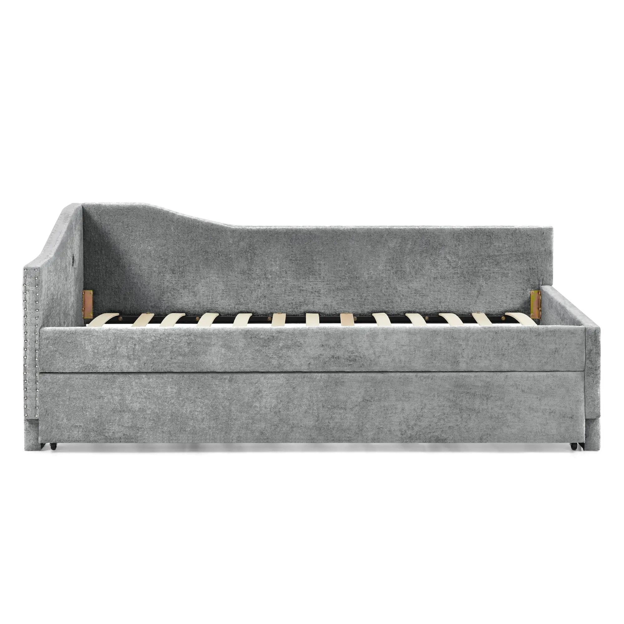 Full Size Curved Round Edge Padded Backrest Daybed by HouseOfZazla