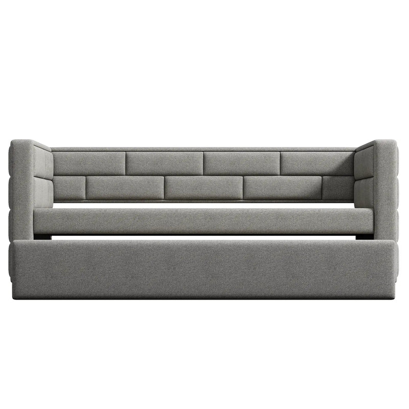 Upholstered Twin Size Daybed With Trundle, Padded Back And Sides - Gray by HouseOfZazla