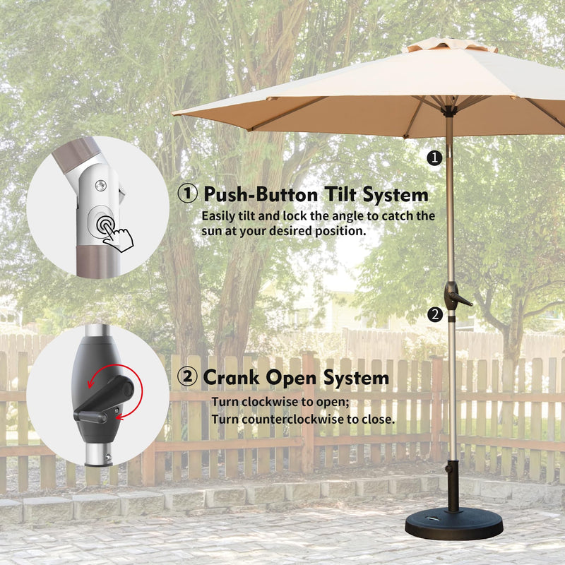 10FT Patio Umbrella with Push Button Tilt and Crank - Beige, photo 4 of 7