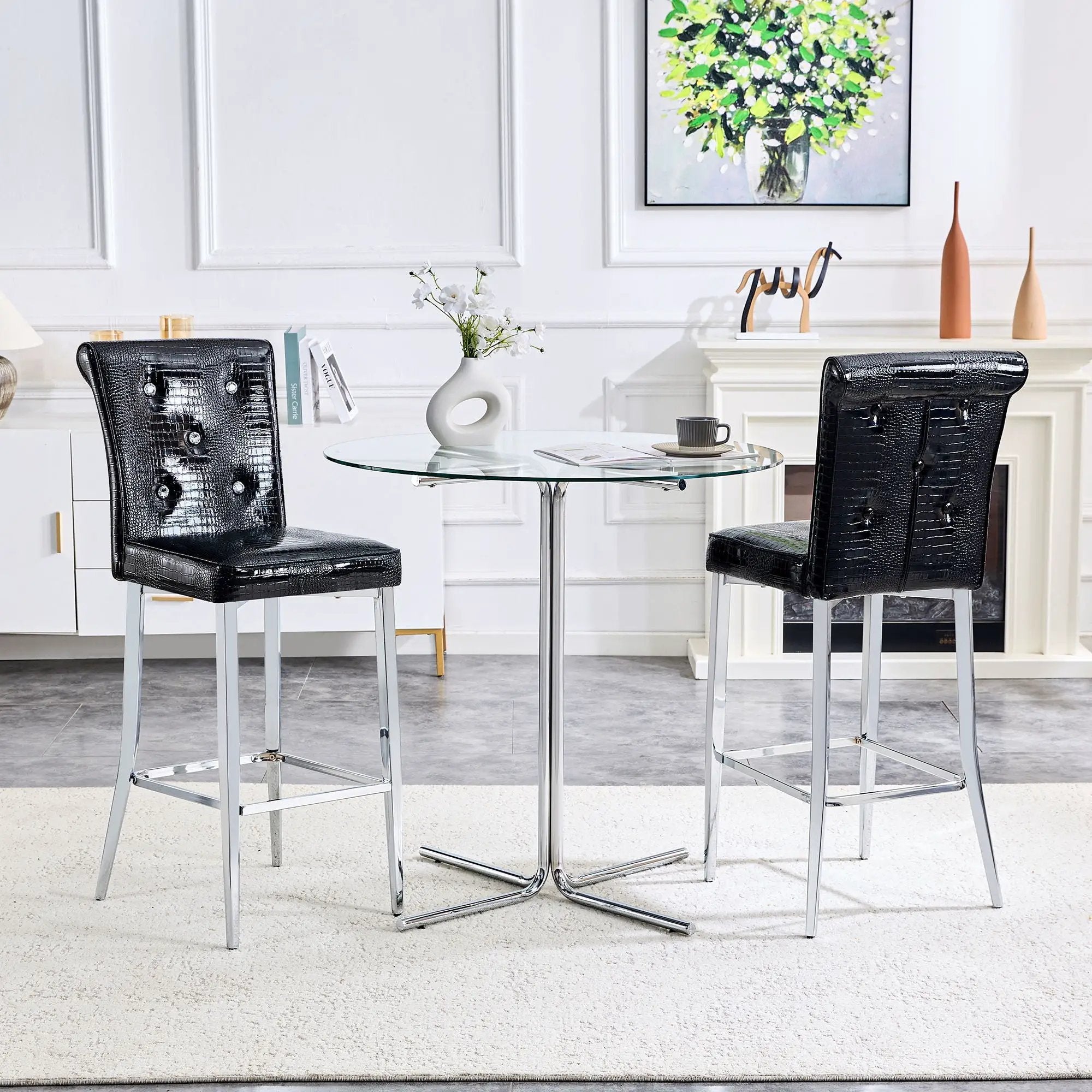 Bar Chairs & Crystal Clasp Design (Set of 2)
