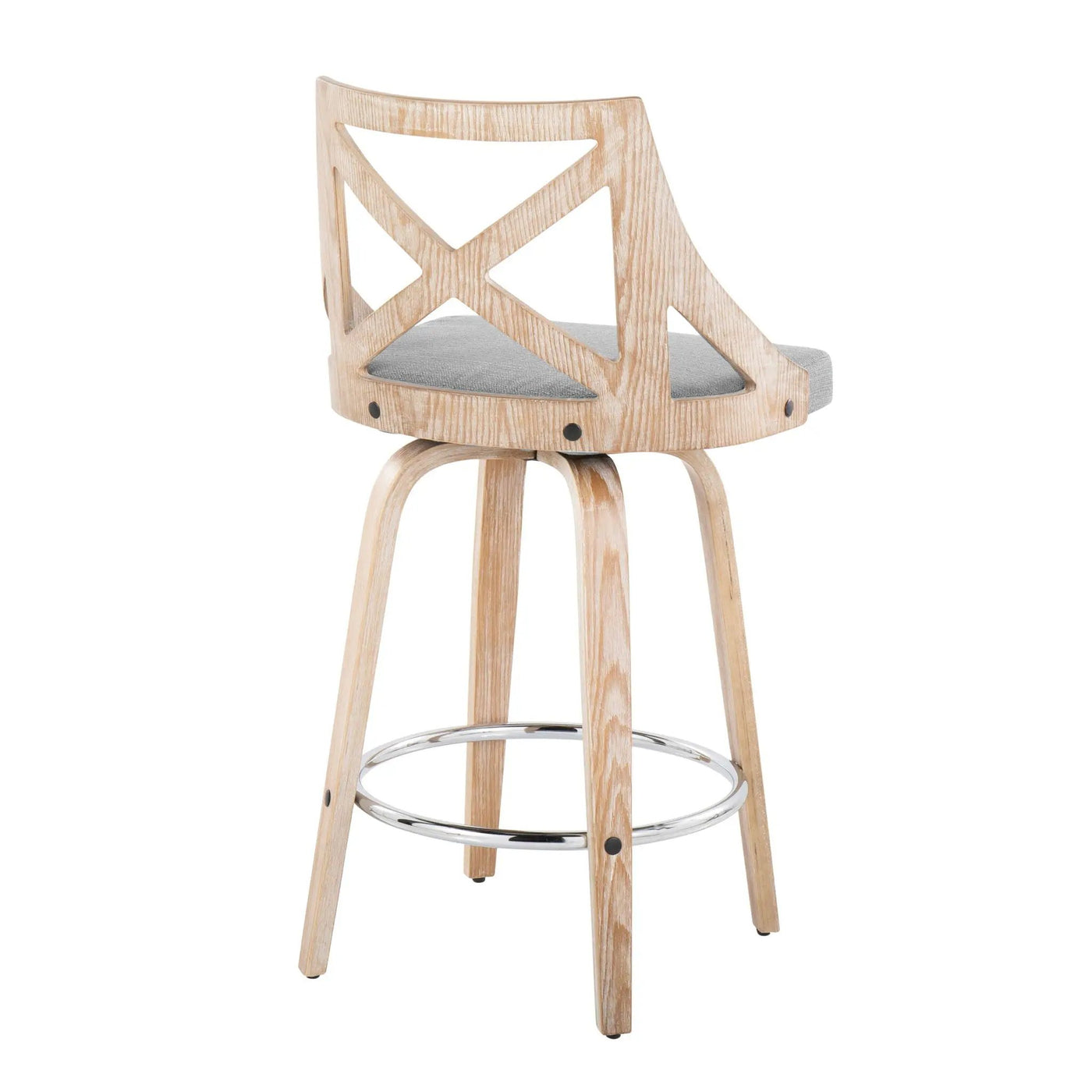 Charlotte - Farmhouse Fixed Height Counter Stool With Swivel And Round Footrest (Set of 2) by HouseOfZazla