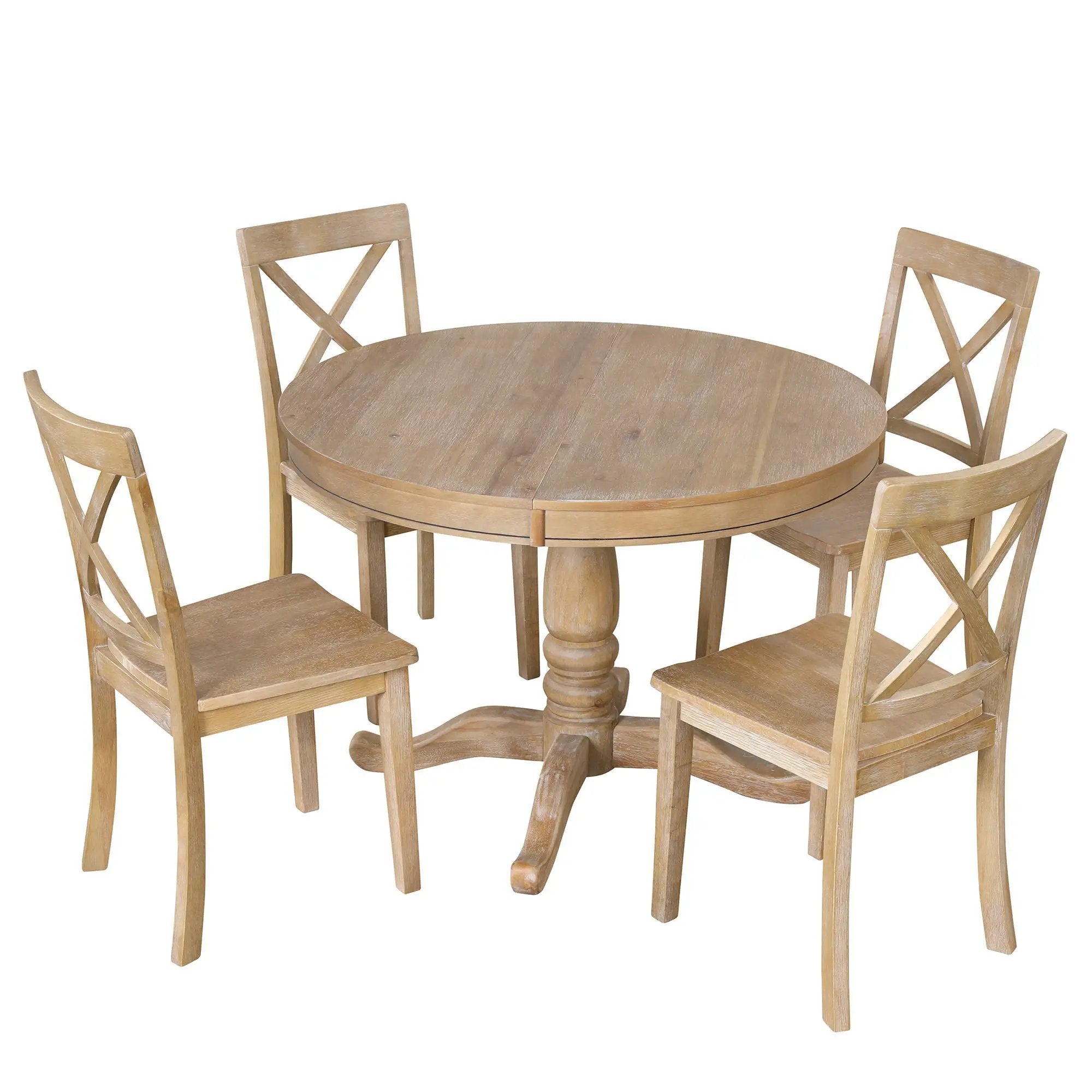 Modern Dining Table Set For 4, Round Table And 4 Kitchen Room Chairs, 5 Piece Kitchen Table Set For Dining Room, Dinette, Breakfast Nook by HouseOfZazla