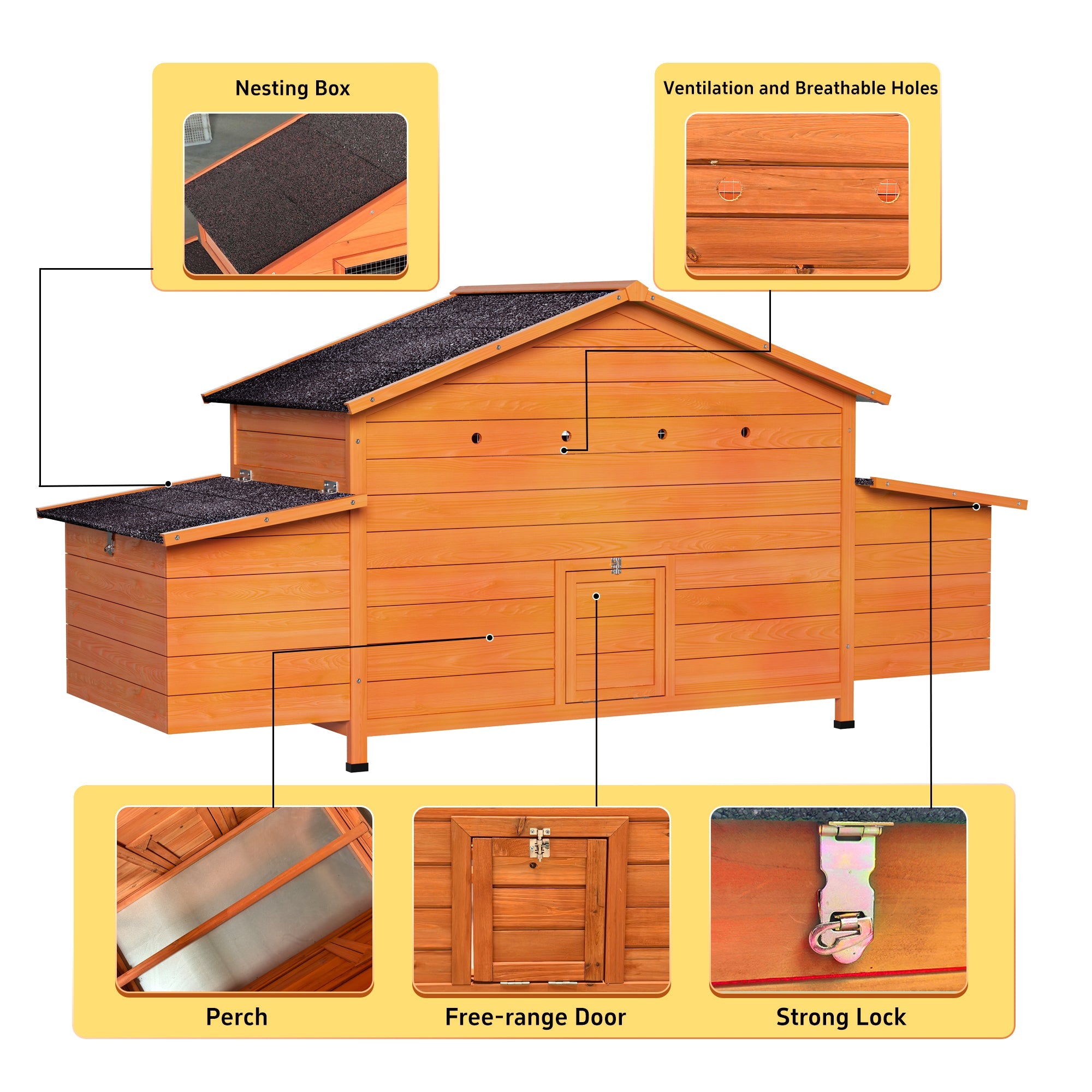 70" Large Wooden Chicken Coop with 2 Nesting Boxes by HouseOfZazla