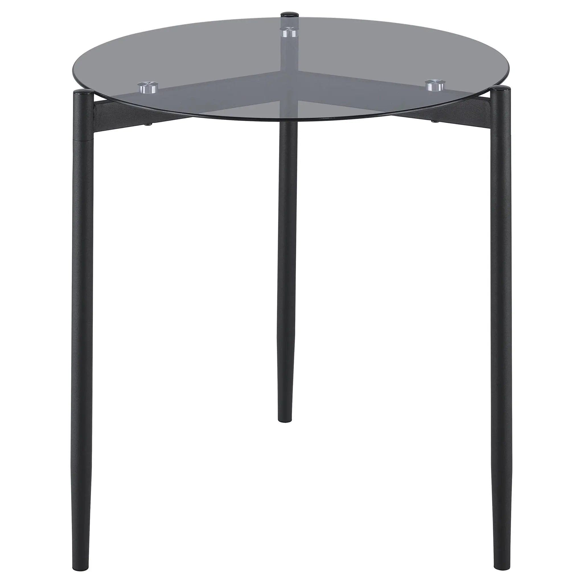 Rosalie Round Smoked Glass Top End Table Grey by Unique Piece Furniture