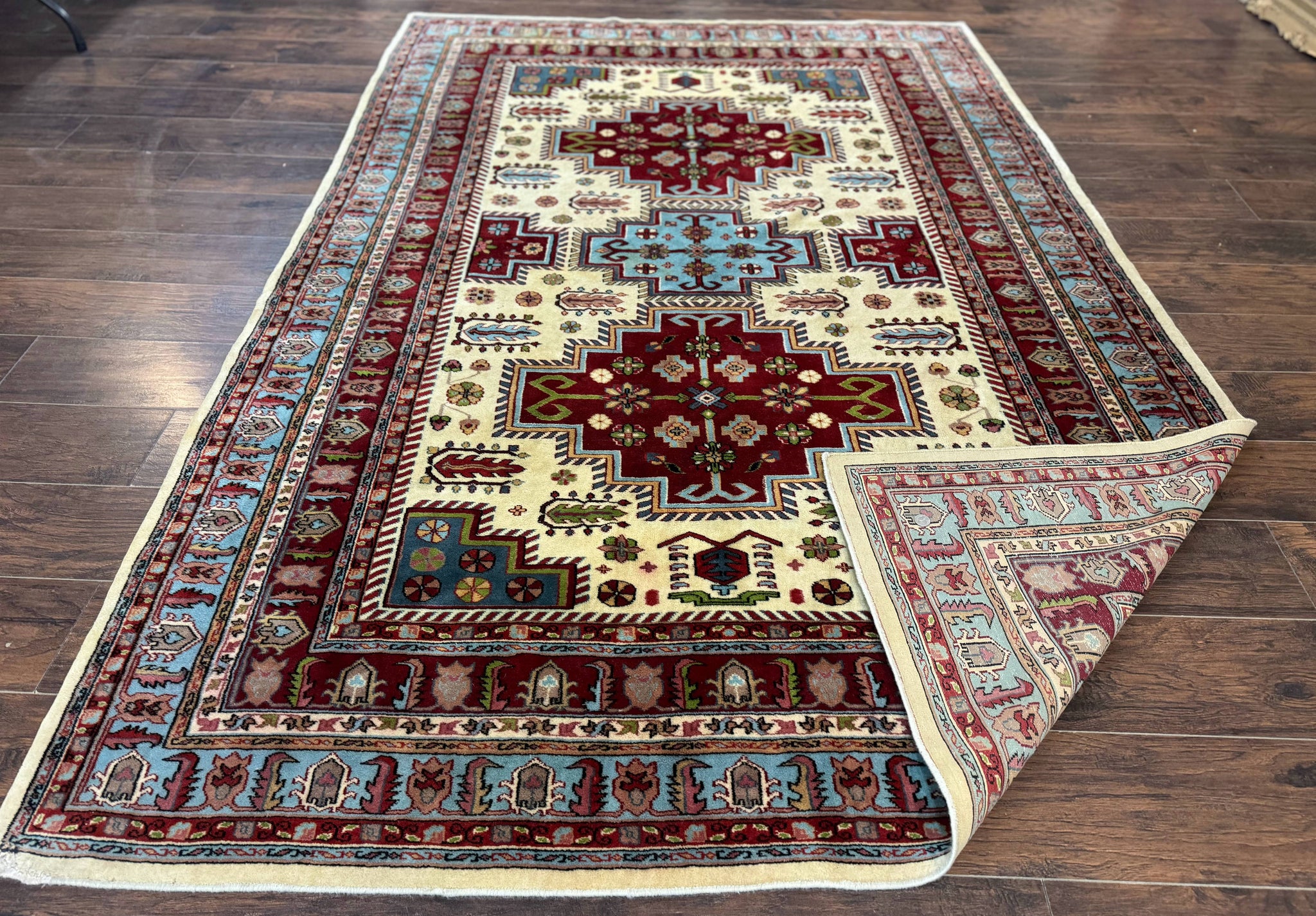 Turkish Kazak Rug 6x9, Geometric Medallions by Jewel Rugs