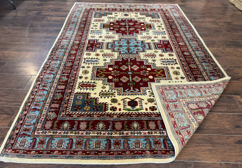 Turkish Kazak Rug 6x9, Geometric Medallions by Jewel Rugs