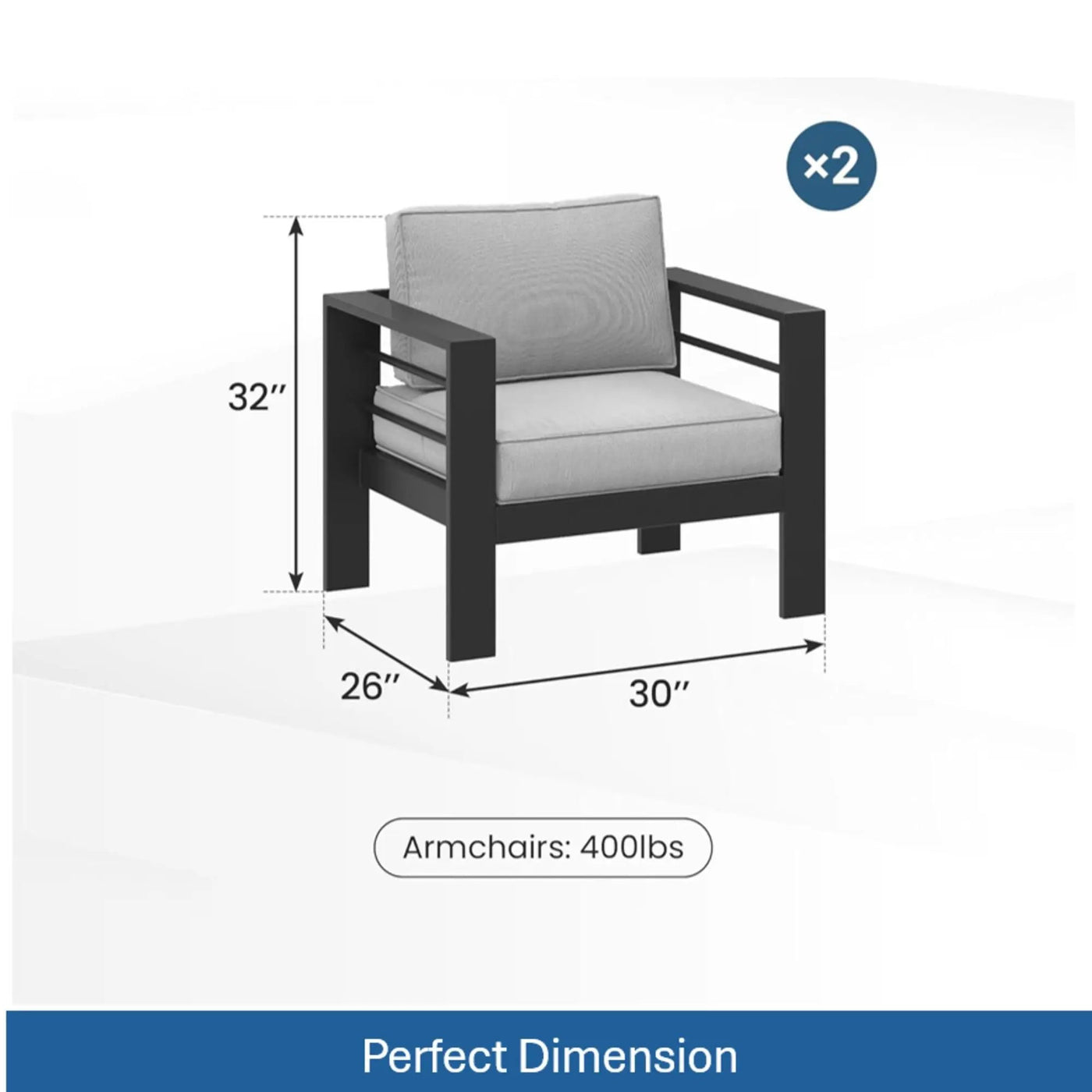 Modern All-Weather Patio Armchairs With Thick Cushions (Set of 2) by HouseOfZazla