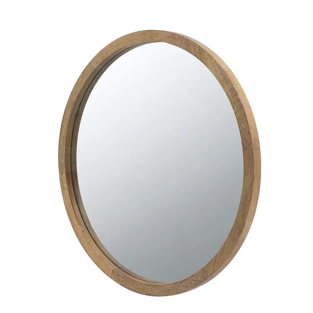 Circle Wall Mirror With Wooden Frame for Living Room by HouseOfZazla