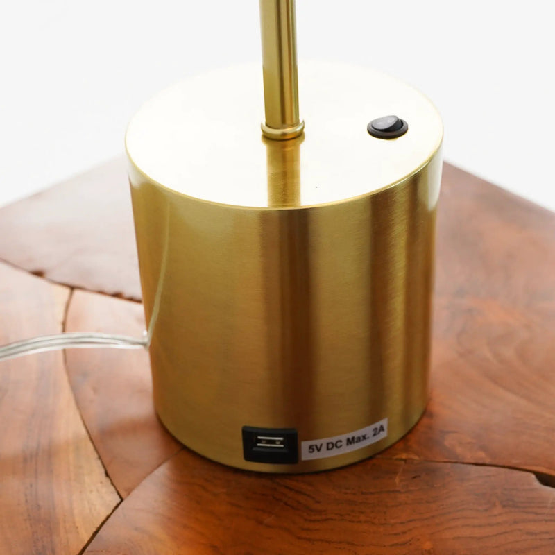 Ethereal - Modern Small Table Lamp, Desk Lamp Fixture With Globe Shade - Gold / White by HouseOfZazla