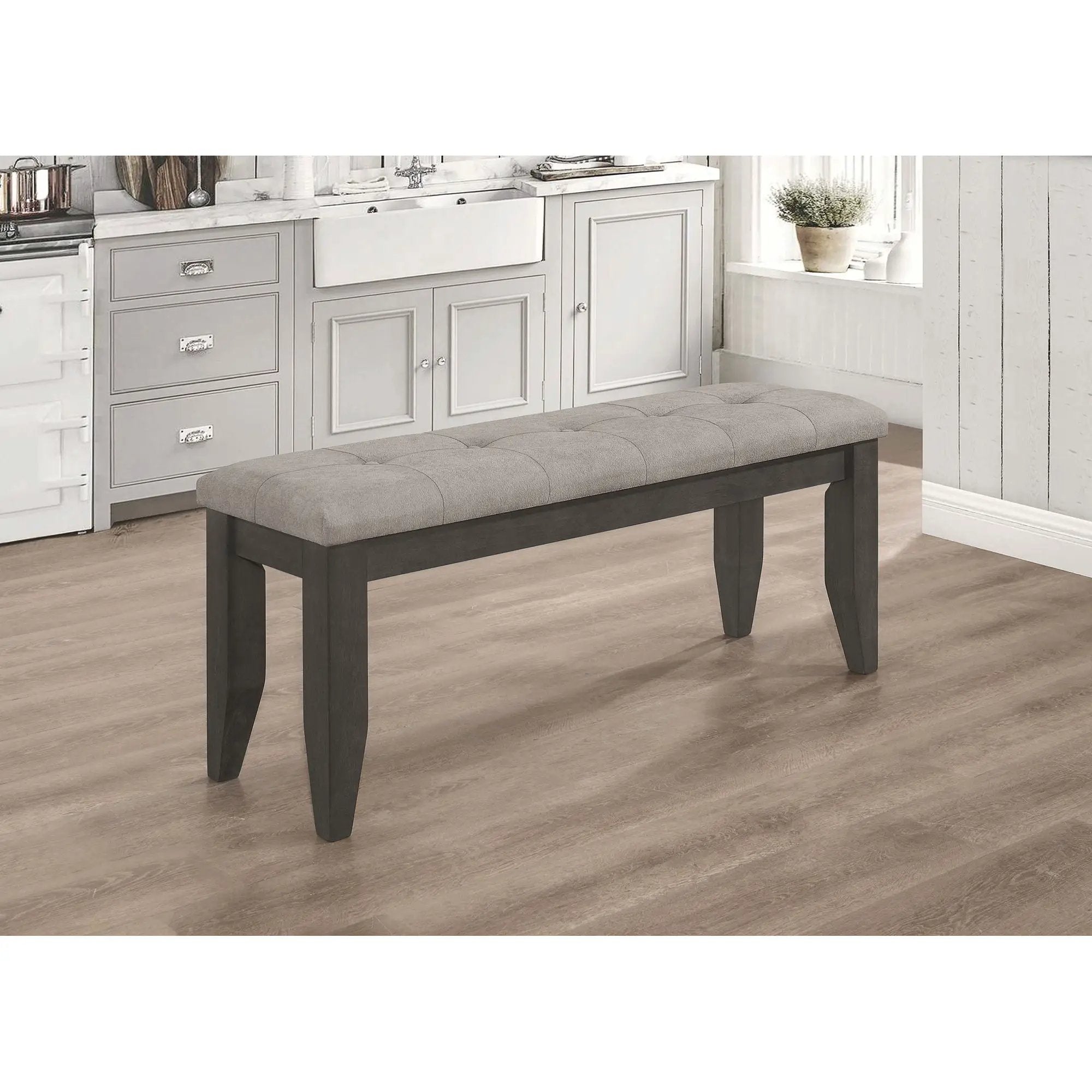 Erskin - Upholstered Dining Bench With Button Tufted Cushion - Dark Gray by HouseOfZazla
