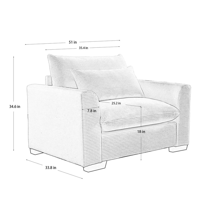 Beige Corduroy Deep Seat Single Sofa Accent Chair by HouseOfZazla