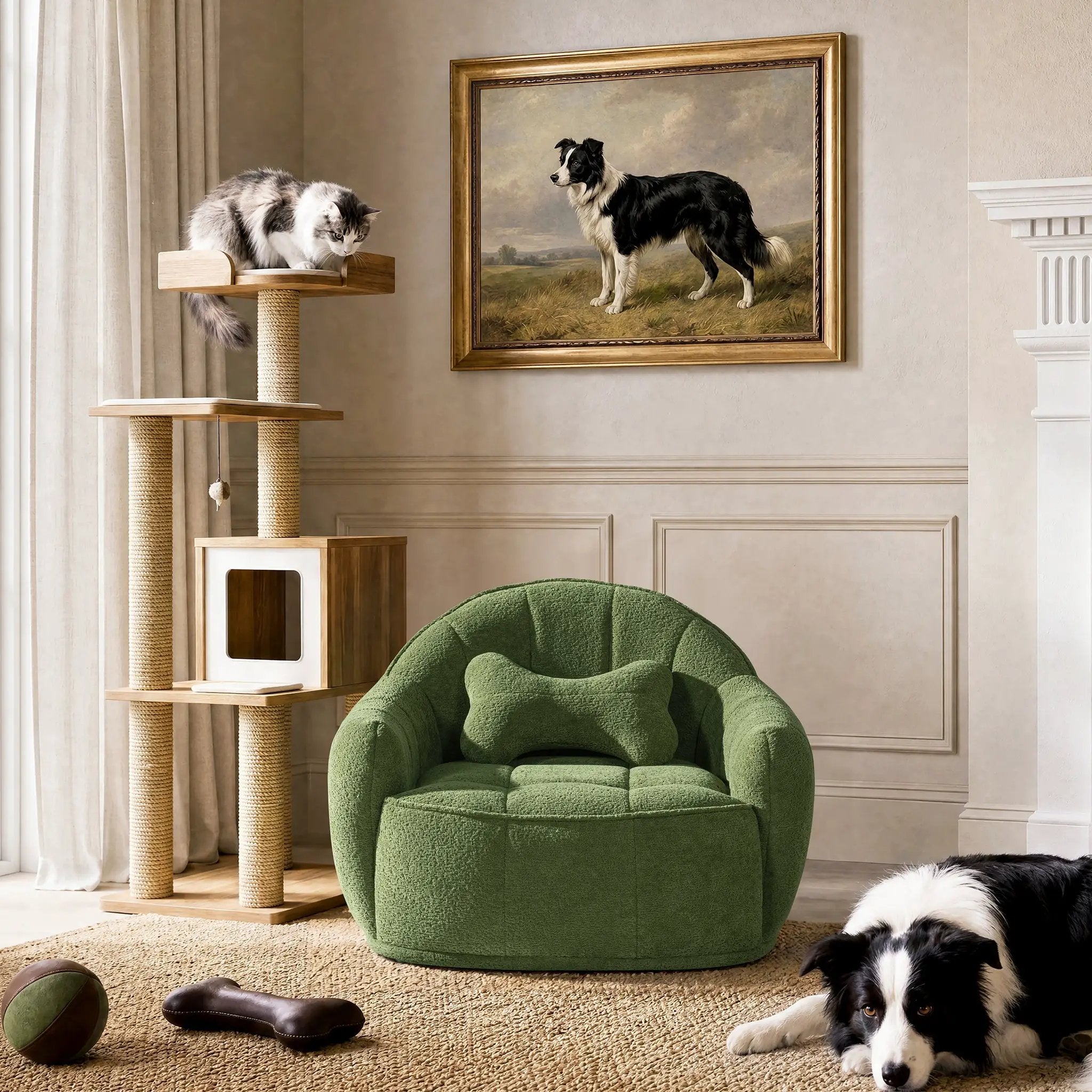 Louie 30.5" Dog Sofa Bed, Medium, Moss by HouseOfZazla