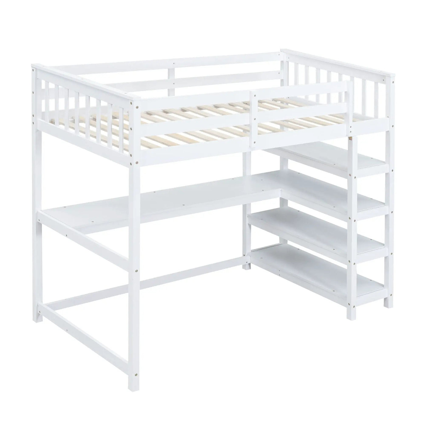 Loft Bed With Storage Shelves And Under Bed Desk by HouseOfZazla