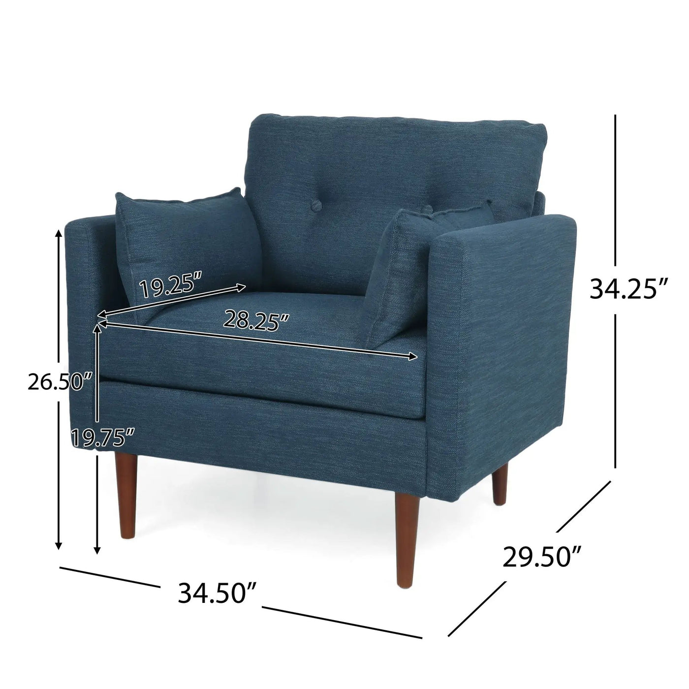 Enchantica Upholstered Fabric Club Chair with Button Tufting and 2 Accent Pillows by HouseOfZazla