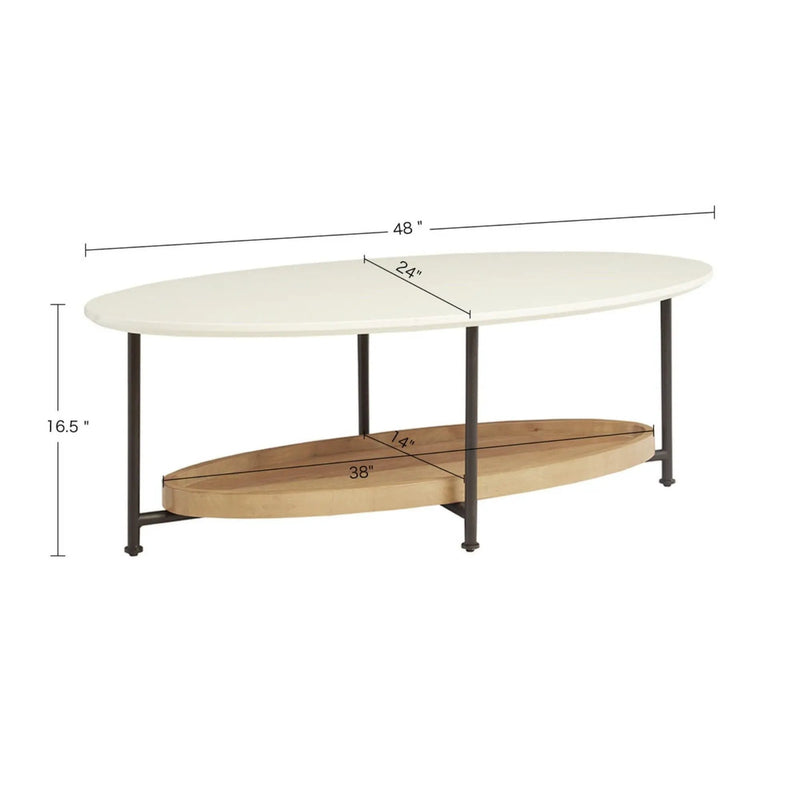 Oval Coffee Table - White / Natural by Unique Piece Furniture