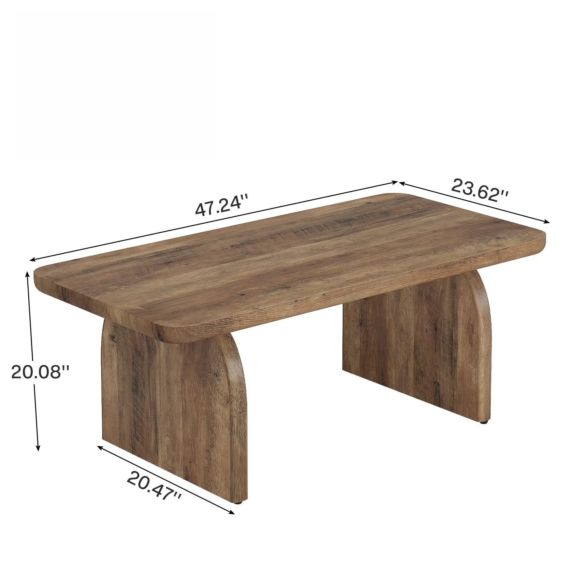 Rectangle Coffee Table With H-Base & Rounded Corners - Brown by HouseOfZazla