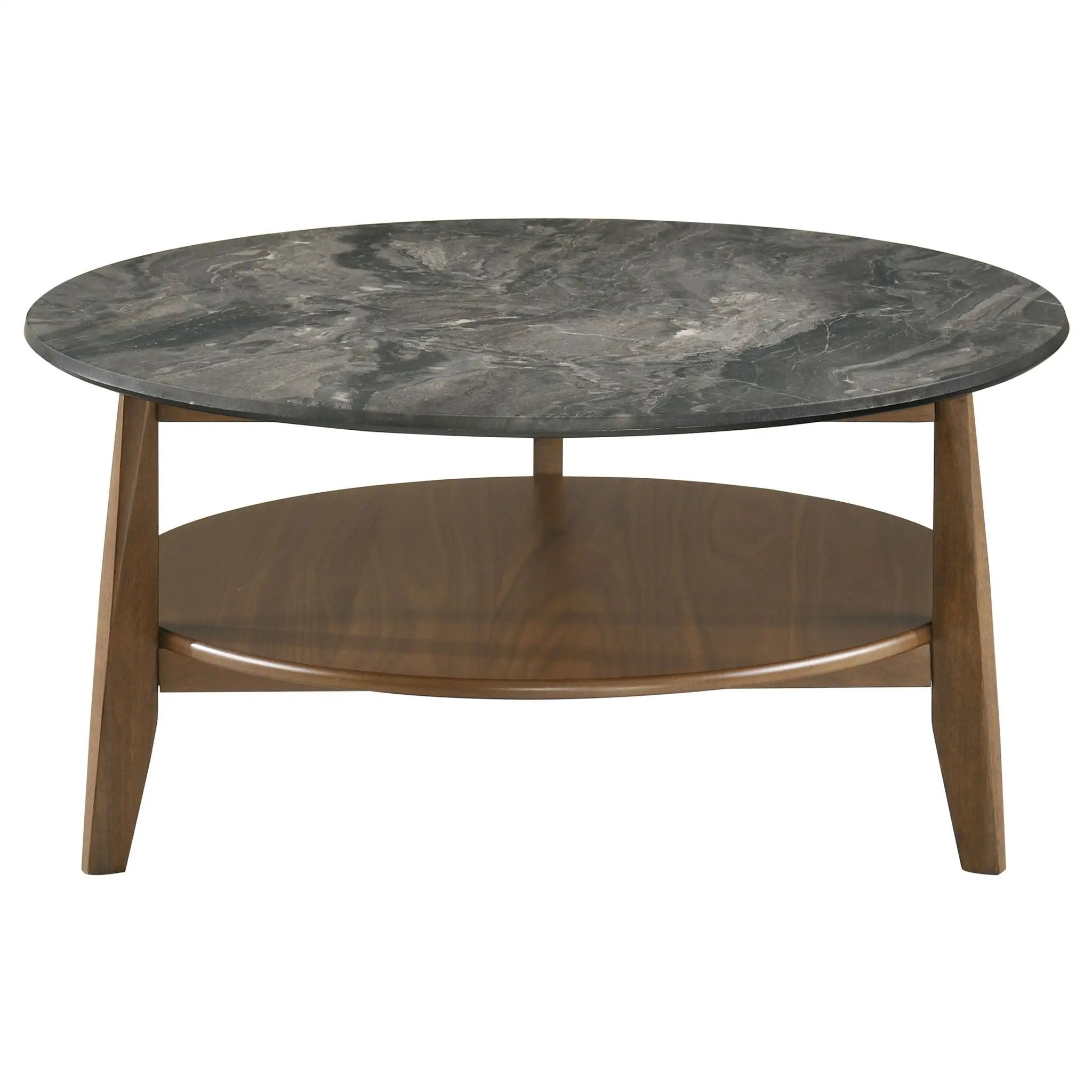 Bradley Round SmartTop Cocktail Coffee Table Smokey Grey and Brown by Unique Piece Furniture