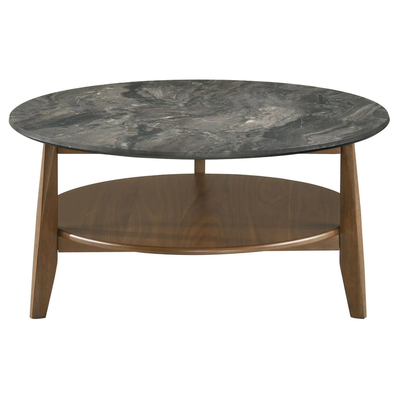 Bradley Round SmartTop Cocktail Coffee Table Smokey Grey and Brown by Unique Piece Furniture