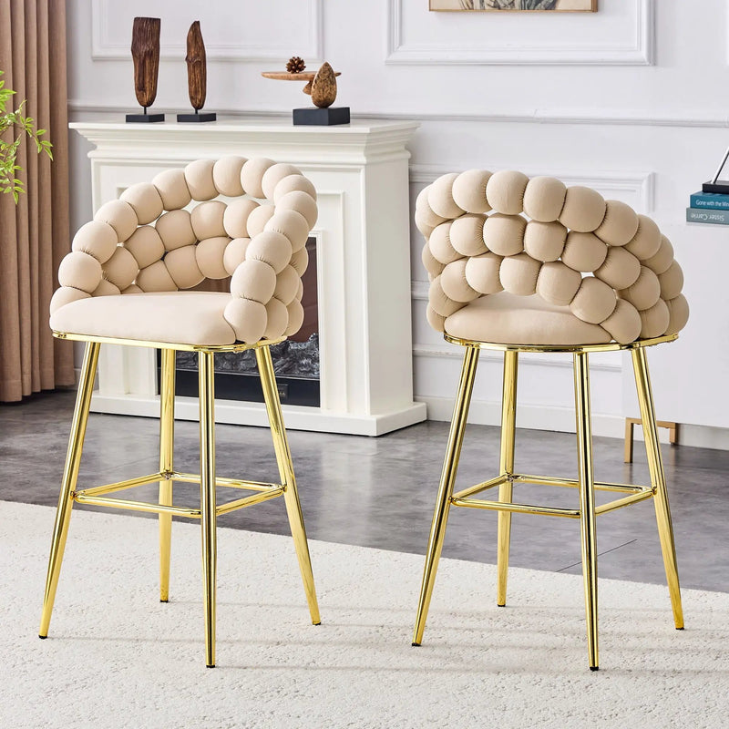 Bubble, Ball Chain Tufted Bar Chairs For Kitchen Island & Home Bar (Set of 2) by Unique Piece Furniture
