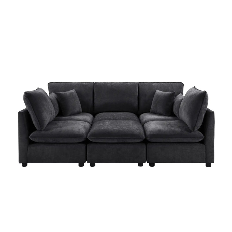 Modern Sectional Sofa U-Shaped With Movable Ottoman Storage Armrests And USB Ports by Unique Piece Furniture