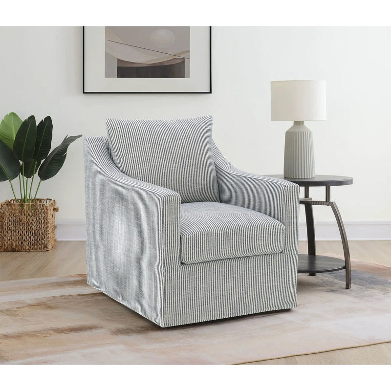 Merced - Upholstered Sloped Arm Accent Swivel Chair With 360 Degree Swivel Base - Gray by HouseOfZazla