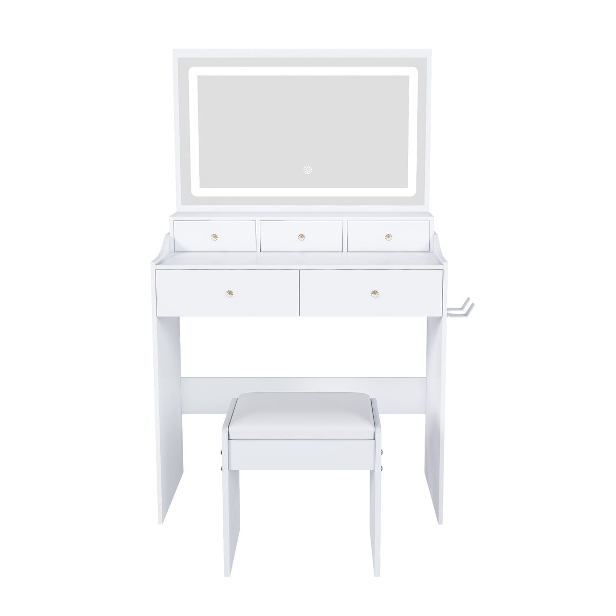 Modern Makeup Vanity Set with Power Outlet and Adjustable Lighting - Black or White, photo 2 of 8