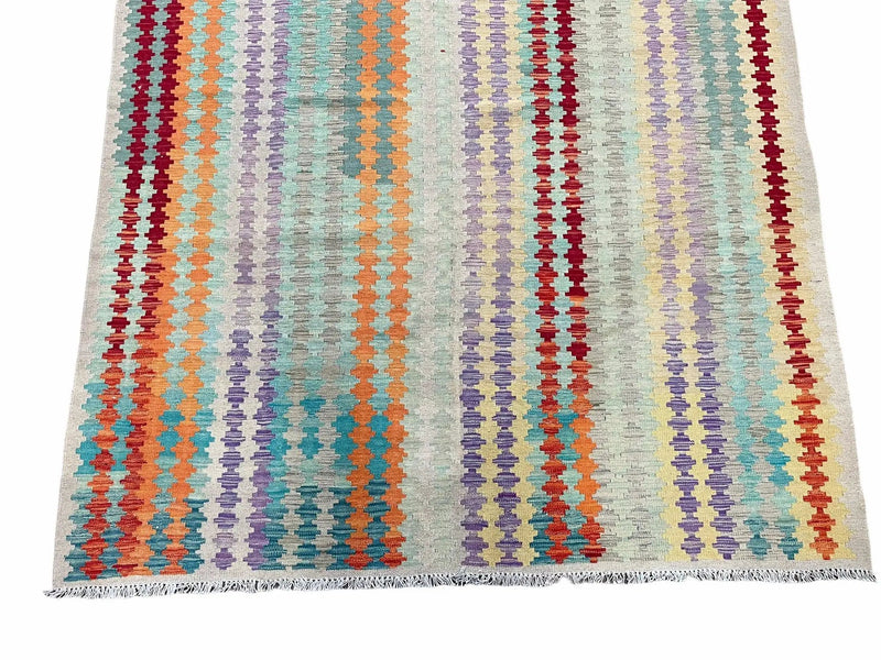 Colorful Kilim Rug 6x8 Multicolor Turkish Kilim Rug 6 x 8 Flat Weave Kilim Playful Anatolian Kilim Wool Kilim New Rug by Jewel Rugs