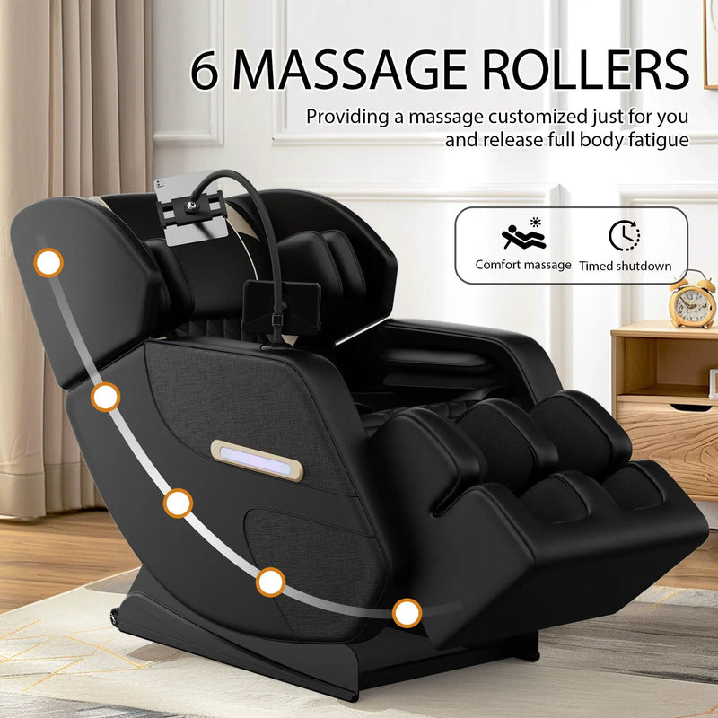 Massage Chair Recliner With Zero Gravity, Full Body Air Pressure - Black by HouseOfZazla