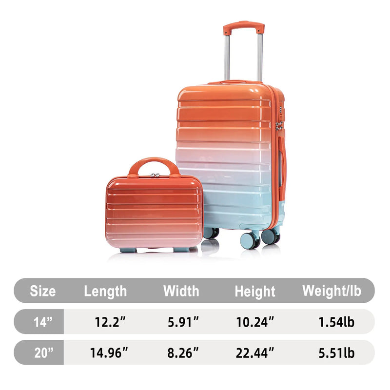 2 Pc PC Spinner Wheel Luggage Set with Gradient Color and Lock by HouseOfZazla