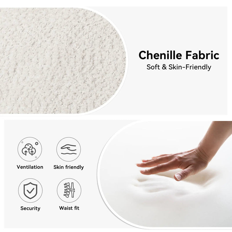 Modern 3 Seater Sofa Chenille Couch Plush Triple Seater Sofa With High Density Foam Cushions, Deep Seat Living Room Couch For Family Room, Apartment & Home Theater - Ivory White by Unique Piece Furniture