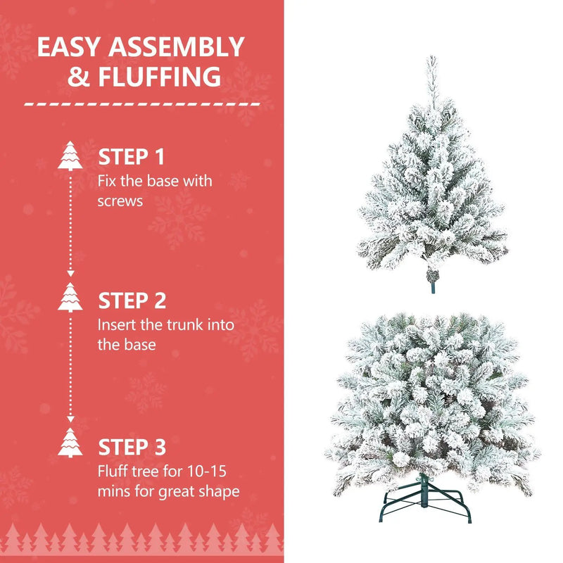 7FT Flocked Christmas Tree with Pine Cones by HouseOfZazla