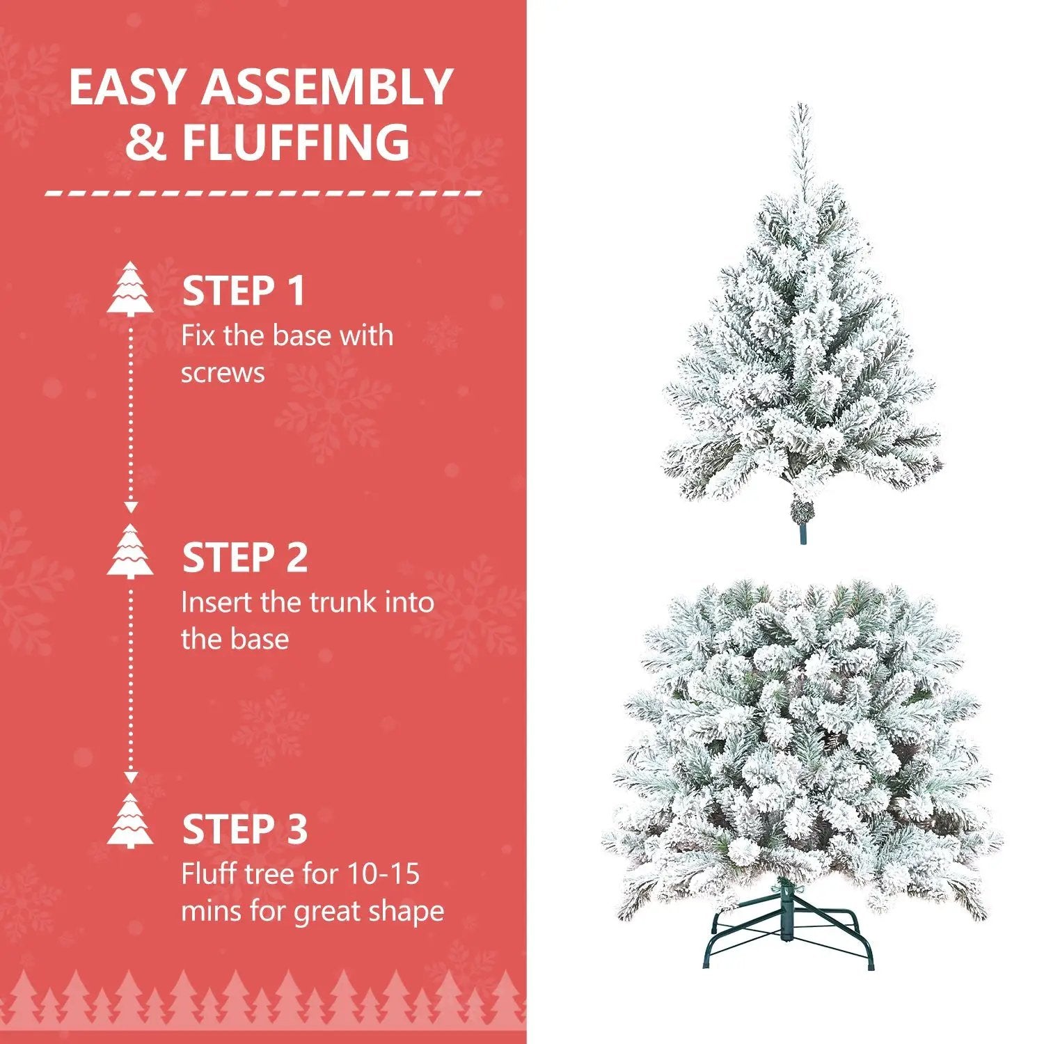 6FT Flocked Christmas Tree with Pine Cones by HouseOfZazla