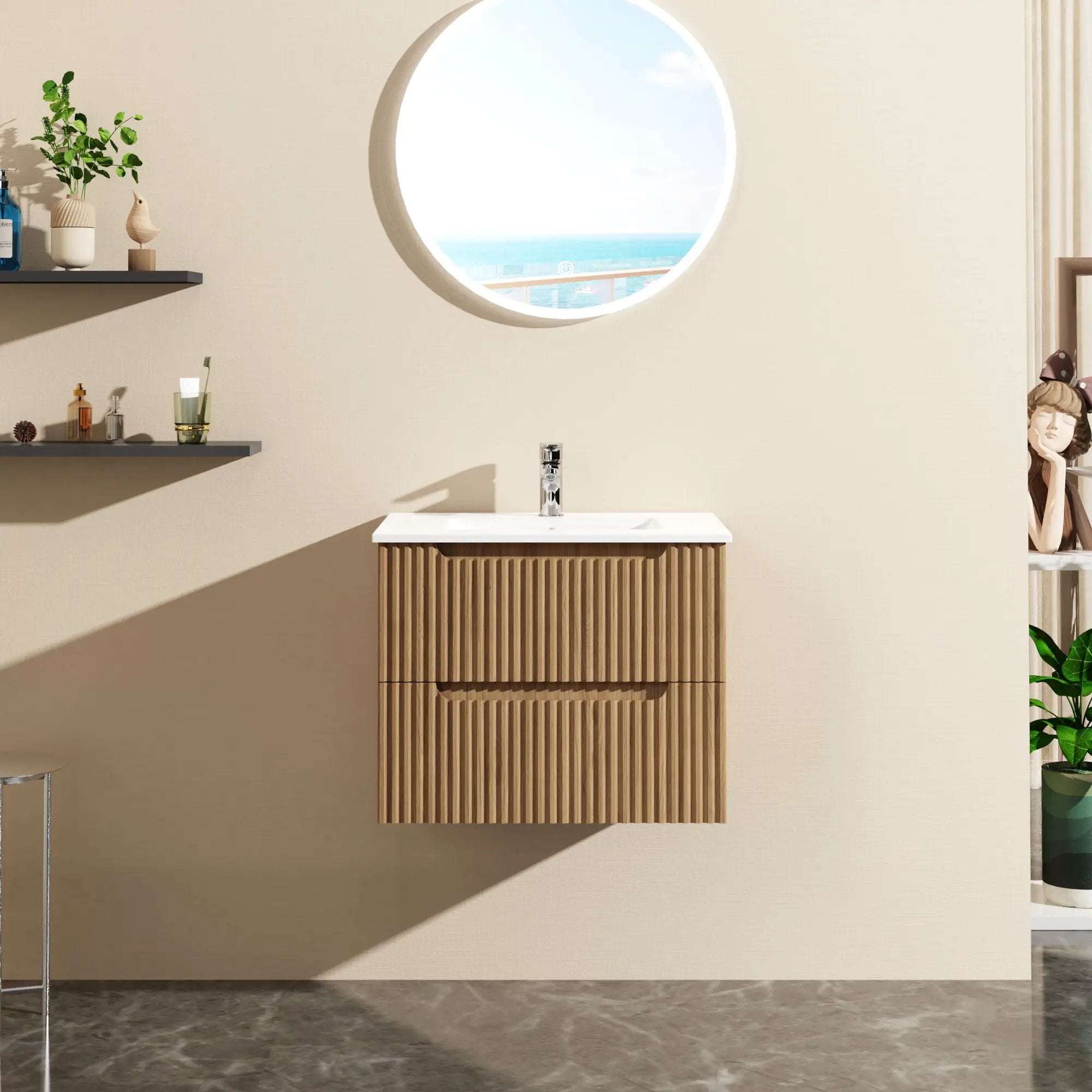 24" Wall Mount Bathroom Vanity Cabinet Floating (Cabinet Only) - Walnut by Unique Piece Furniture