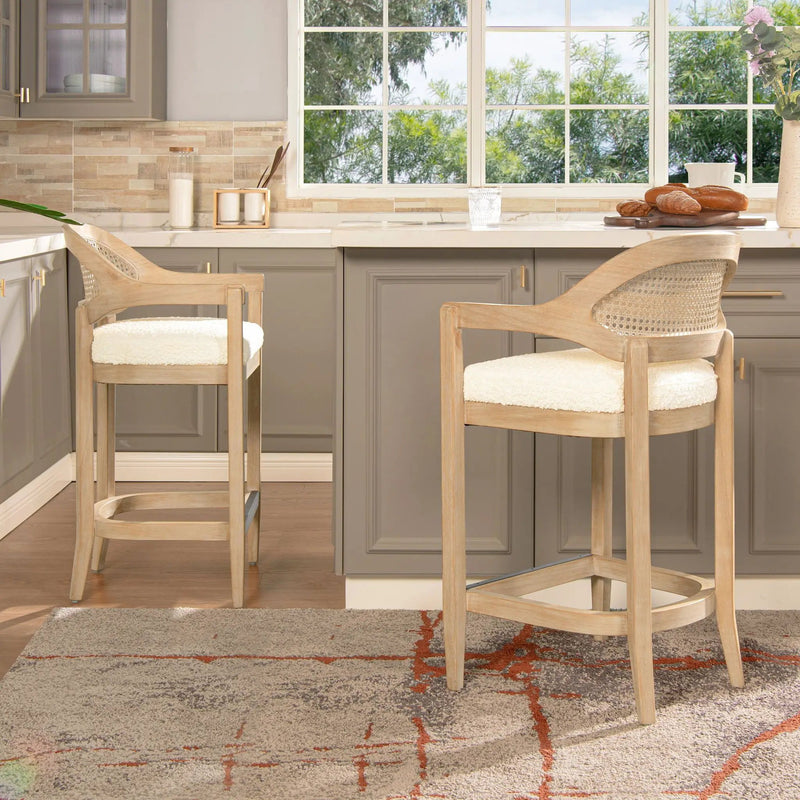Americana - Mid-Century Modern Cane Back Counter Stool by HouseOfZazla