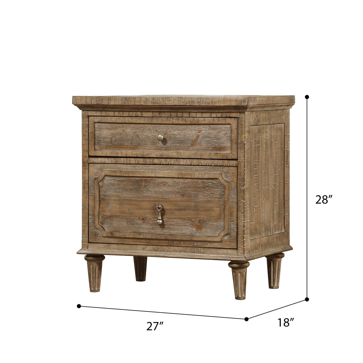 Taupe 2 Drawer Nightstand with Spacious Storage - Solid Wood, photo 6 of 7