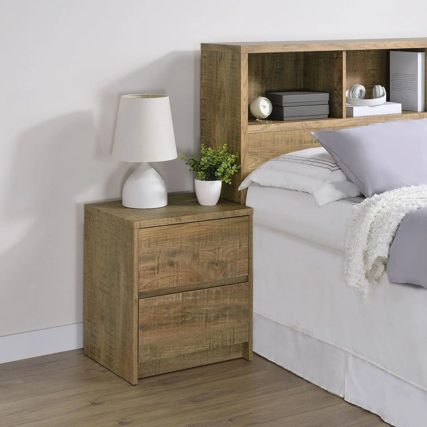 Geary - 2 Drawer Nightstand With LED Lights And USB Charging Ports by HouseOfZazla