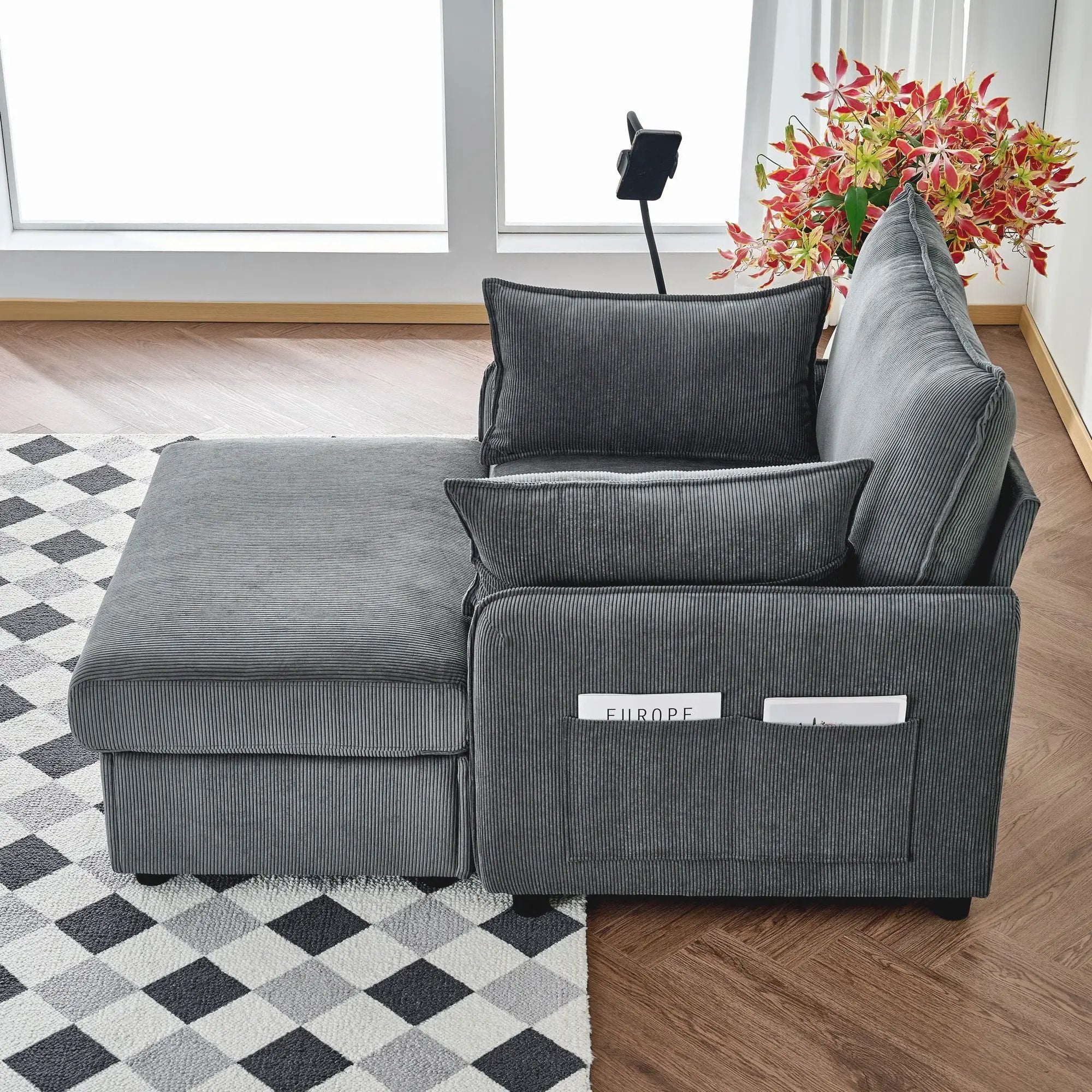 Comfy Oversized Chaise Lounge Chair With Ottoman And Storage by Unique Piece Furniture