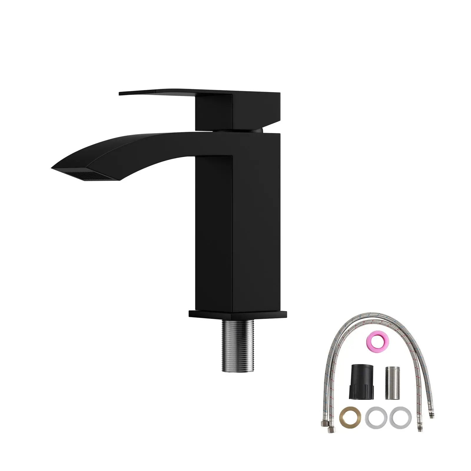 Wall Mounted Bathroom Sink With Towel Bar And Faucet - White / Black by HouseOfZazla