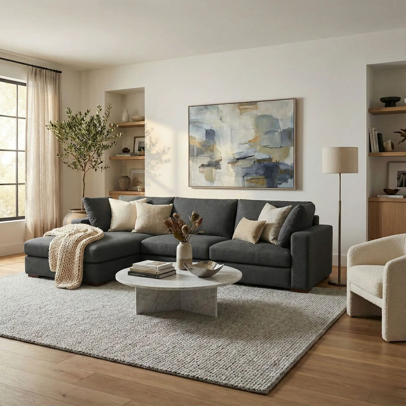 Charlie - Upholstered Deep Seater Sectional Sofa by Unique Piece Furniture