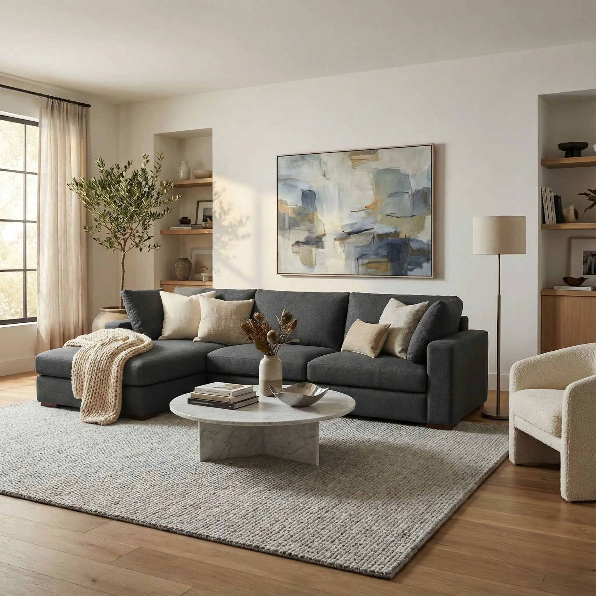 Charlie - Upholstered Deep Seater Sectional Sofa by Unique Piece Furniture
