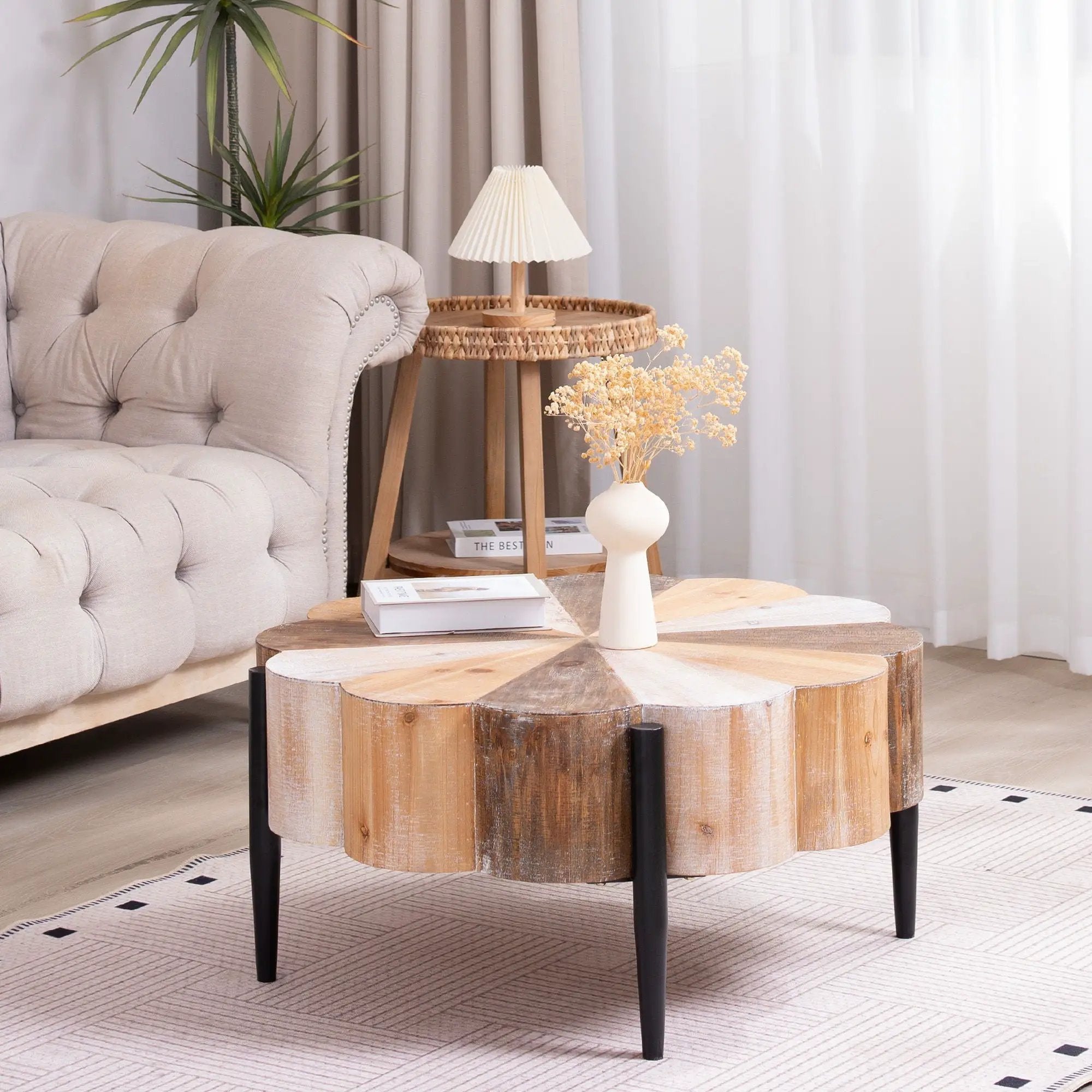 Flower Shaped Coffee Table For Living Room - Multicolor by Unique Piece Furniture